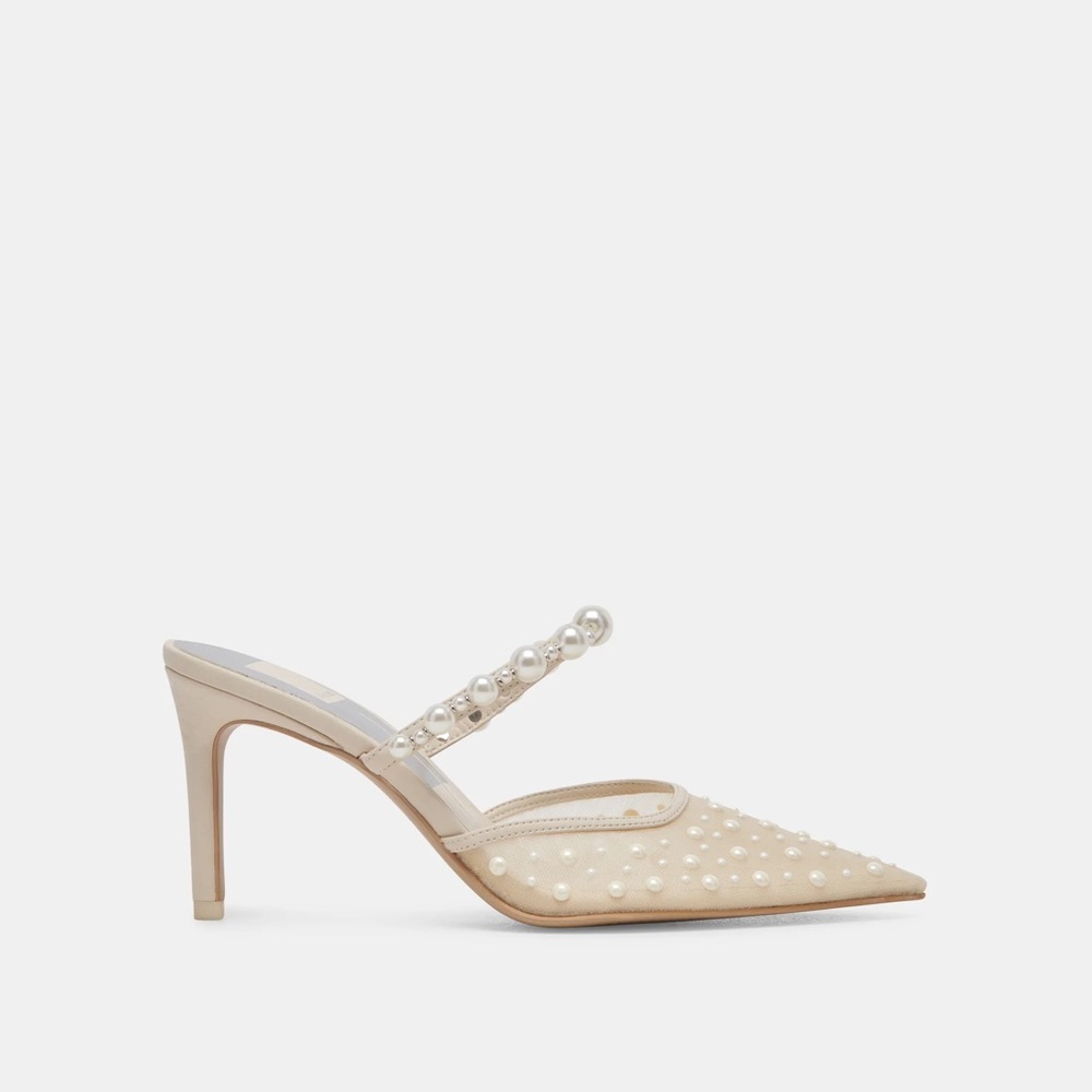 New Dolce Vita Katik pearl heels ivory mesh bridal mule wedding heels shoes - Picture 4 of 15